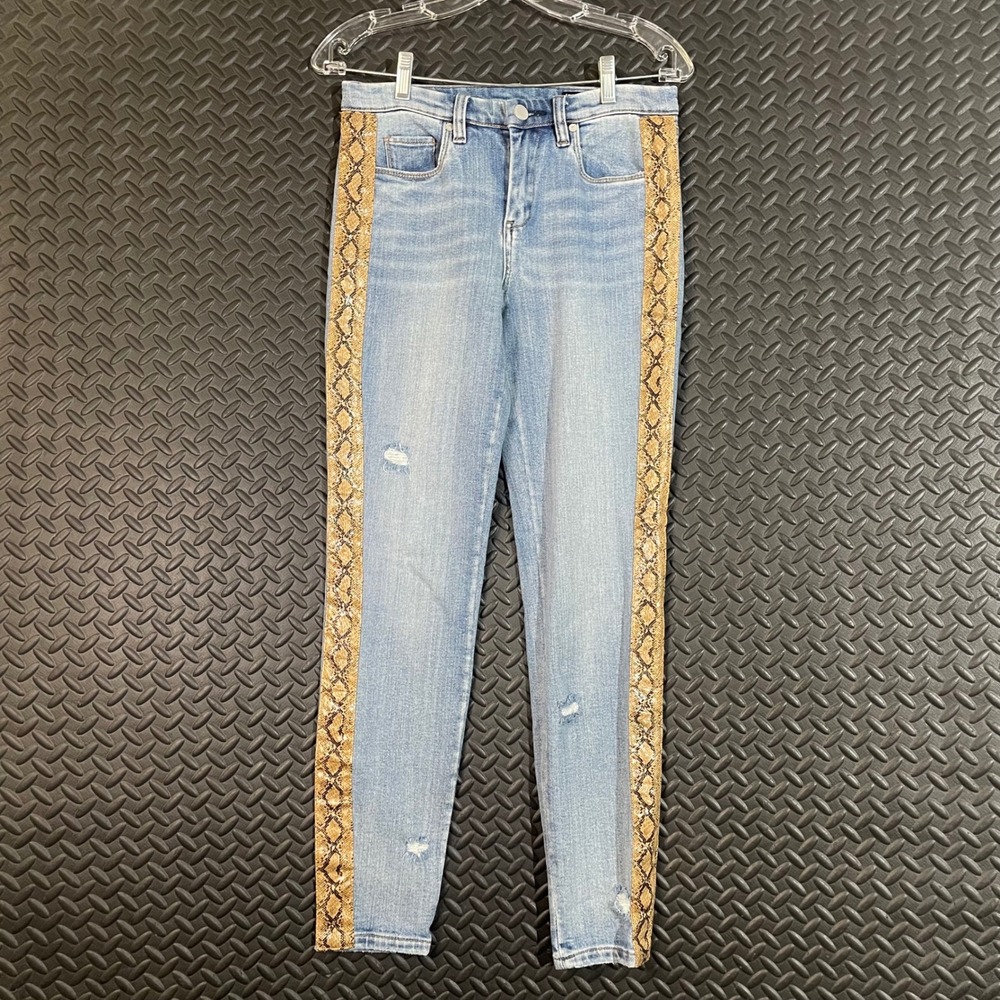 Blank NYC The Bond Snake Print Skinny Jeans Distressed Denim Jeans Women Size 26